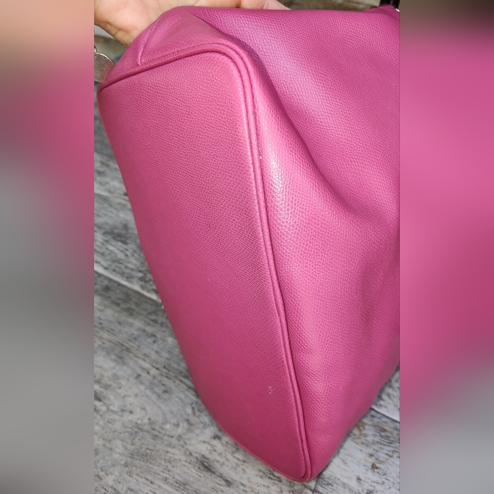 Coach cross Grain pink Leather Pleated Tote Shoulder bag - Picture 9 of 11